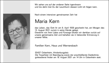 Traueranzeige von Maria Kern von vrm-trauer