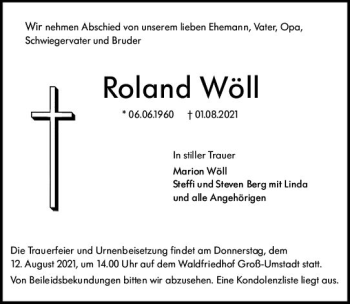 Traueranzeige von Roland Wöll von vrm-trauer