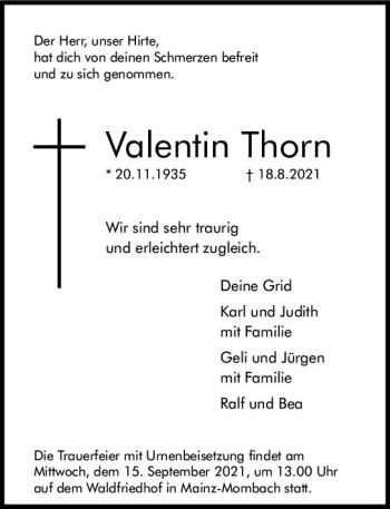 Traueranzeige von Valentin Thorn von vrm-trauer