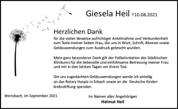 Traueranzeige von Giesela Heil von vrm-trauer