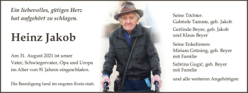 Traueranzeige von Heinz Jakob von vrm-trauer