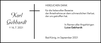 Traueranzeige von Karl Gebhardt von vrm-trauer