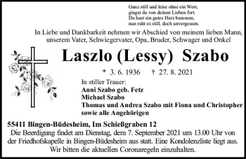 Traueranzeige von Laszlo Szabo von vrm-trauer