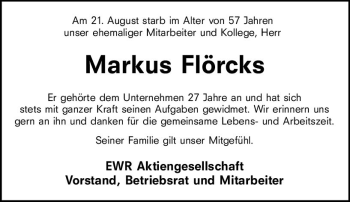 Traueranzeige von Markus Flörcks von vrm-trauer