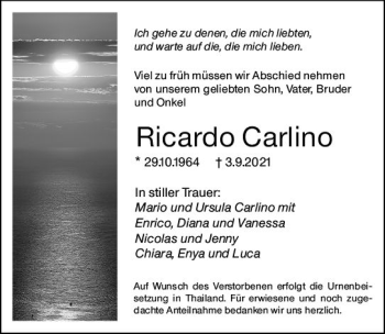 Traueranzeige von Ricardo Carlino von vrm-trauer
