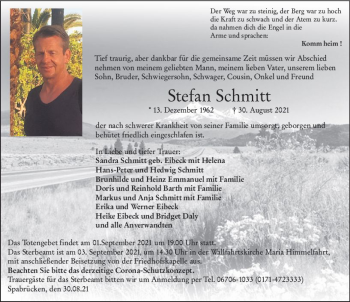 Traueranzeige von Stefan Schmitt von vrm-trauer