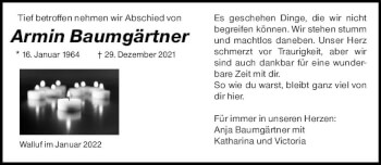 Traueranzeige von Armin Baumgärtner von vrm-trauer AZ Mainz