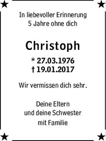 Traueranzeige von Christoph Aubel von vrm-trauer Wiesbadener Kurier