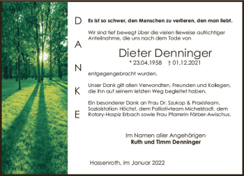 Traueranzeige von Dieter Denninger von vrm-trauer Odenwälder Echo