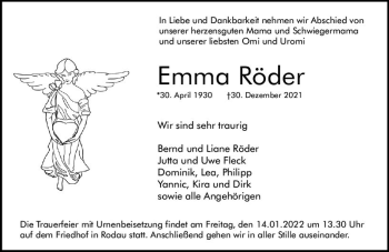 Traueranzeige von Emma Röder von vrm-trauer Darmstädter Echo