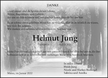 Traueranzeige von Helmut Jung von vrm-trauer Allgemeine Zeitung Alzey