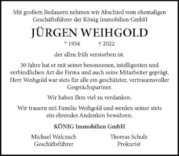 Traueranzeige von Jürgen Weihgold von vrm-trauer AZ Mainz