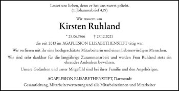 Traueranzeige von Kirsten Ruhland von vrm-trauer Darmstädter Echo