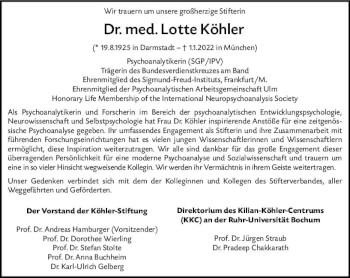 Traueranzeige von Lotte Köhler von vrm-trauer Darmstädter Echo