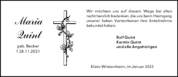 Traueranzeige von Maria Luint von vrm-trauer AZ Mainz