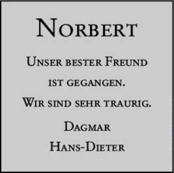 Traueranzeige von Norbert Mahn von vrm-trauer DieburgerAnzeiger/Groß-Zimmerner Lokala