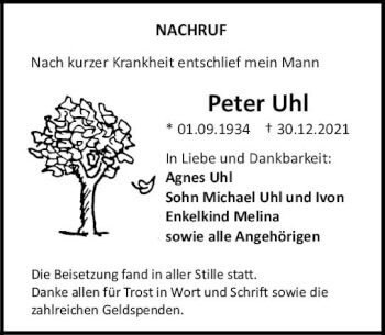 Traueranzeige von Peter Uhl von vrm-trauer Allgemeine  Zeitung Ingelheim-Bingen