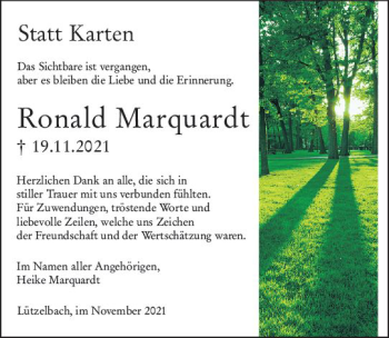 Traueranzeige von Ronald Marquardt von vrm-trauer Odenwälder Echo