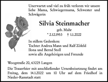 Traueranzeige von Silvia Steinmacher von vrm-trauer Darmstädter Echo
