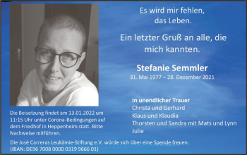 Traueranzeige von Stefanie Semmler von vrm-trauer Bürstädter/Lamperth. Ztg/Starkenburger