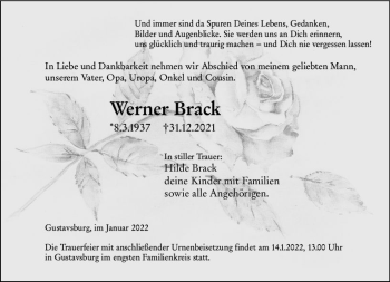 Traueranzeige von Werner Brack von vrm-trauer AZ Mainz