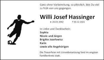 Traueranzeige von Willi Josef Hassinger von vrm-trauer AZ Mainz