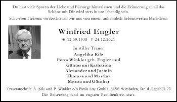 Traueranzeige von Winfried Engler von vrm-trauer Wiesbadener Kurier