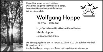 Traueranzeige von Wolfgang Hoppe von vrm-trauer AZ Mainz