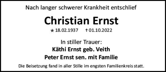 Traueranzeige von Christian Ernst von vrm-trauer AZ Mainz