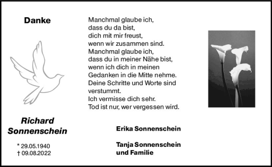 Traueranzeige von Erika Sonnenschein von vrm-trauer AZ Mainz