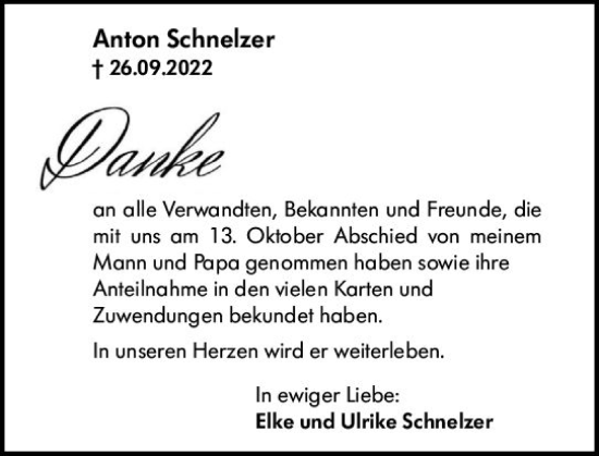 Traueranzeige von Anton Schnelzer von vrm-trauer Darmstädter Echo