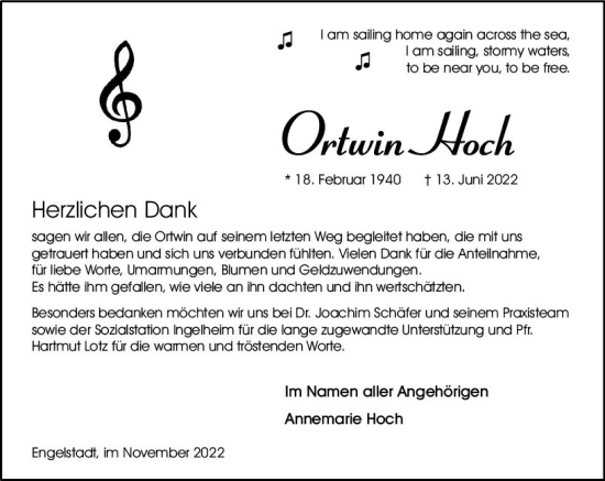 Traueranzeige von Ortwin Hoch von vrm-trauer Allgemeine  Zeitung Ingelheim-Bingen