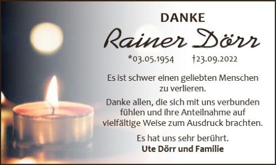 Traueranzeige von Rainer Dörr von vrm-trauer Darmstädter Echo