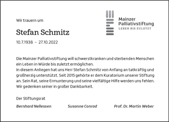 Traueranzeige von Stefan Schmitz von vrm-trauer AZ Mainz