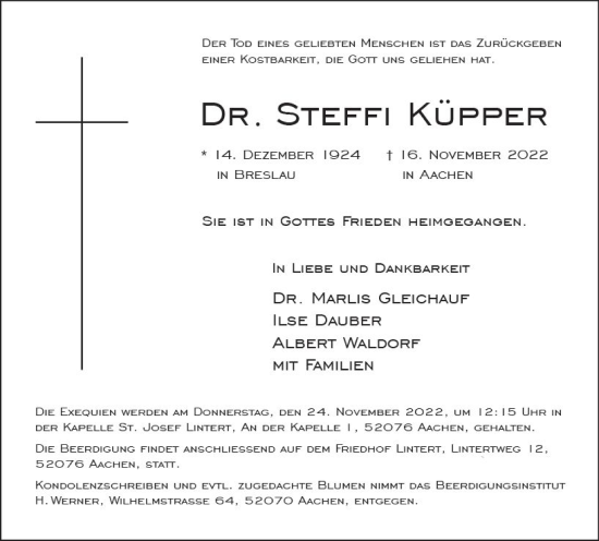 Traueranzeige von Steffi Küpper von vrm-trauer AZ Mainz