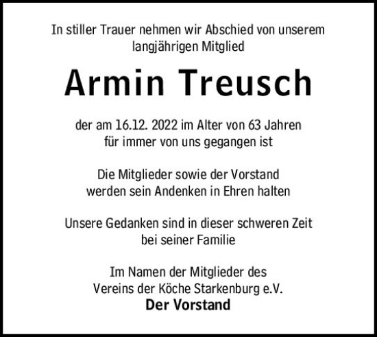 Traueranzeige von Armin Treusch von vrm-trauer Odenwälder Echo