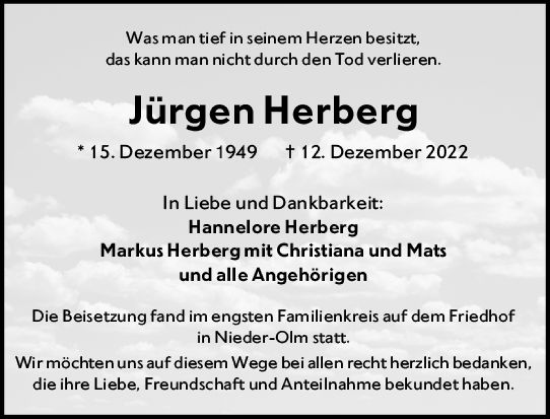 Traueranzeige von Jürgen Herberg von vrm-trauer AZ Mainz
