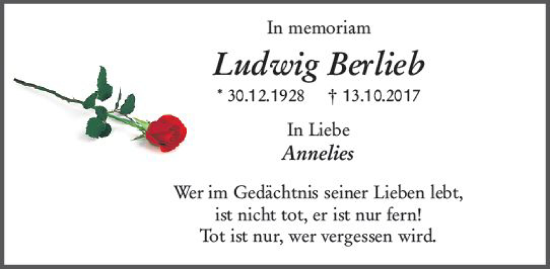 Traueranzeige von Ludwig Berlieb von vrm-trauer Darmstädter Echo
