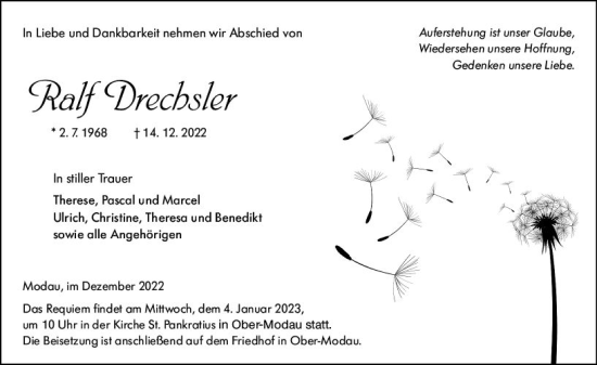 Traueranzeige von Ralf Drechsler von vrm-trauer Darmstädter Echo