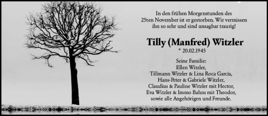 Traueranzeige von Tilly Witzler von vrm-trauer Darmstädter Echo