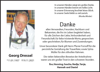 Traueranzeige von Georg Dressel von vrm-trauer DieburgerAnzeiger/Groß-Zimmerner Lokala