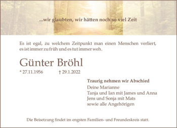 Traueranzeige von Günter Bröhl von vrm-trauer AZ Mainz