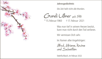 Traueranzeige von Gundi Ullner von vrm-trauer Idsteiner Zeitung