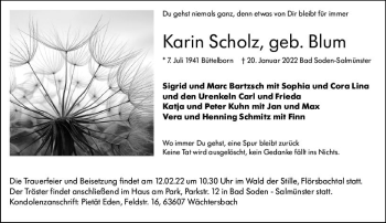 Traueranzeige von Karin Scholz von vrm-trauer Groß-Gerauer Echo