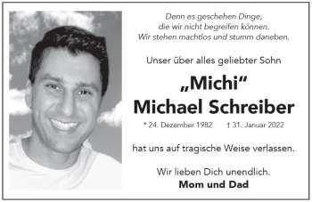 Traueranzeige von Michael Schreiber von vrm-trauer Wiesbadener Kurier