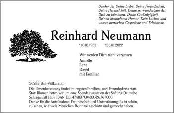 Traueranzeige von Reinhard Neumann von vrm-trauer Wiesbadener Kurier