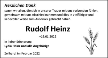 Traueranzeige von Rudolf Heinz von vrm-trauer Darmstädter Echo