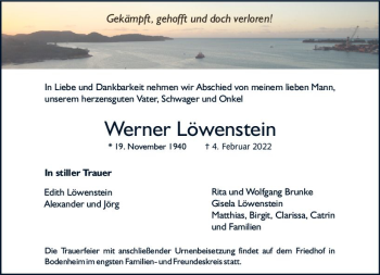 Traueranzeige von Werner Löwenstein von vrm-trauer AZ Mainz