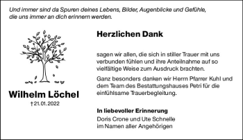 Traueranzeige von Wilhelm Löchel von vrm-trauer Rüsselsheimer Echo / MainSpitze