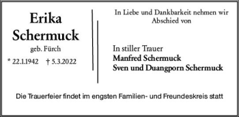Traueranzeige von Erika Schermuck von vrm-trauer Wiesbadener Kurier